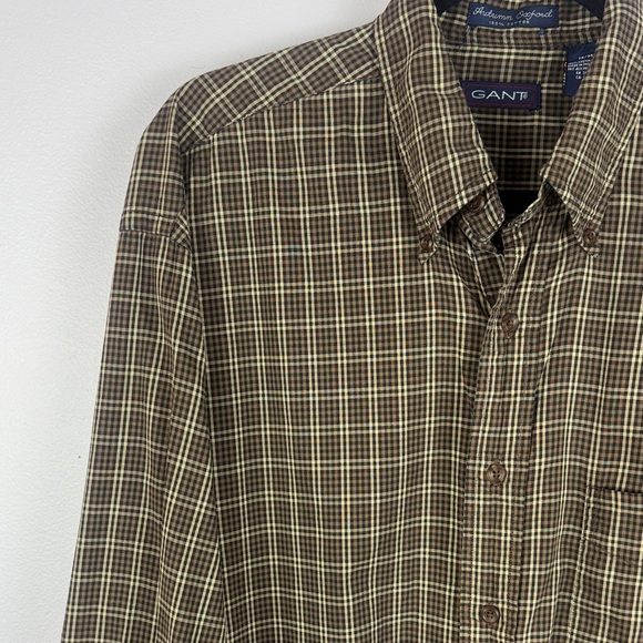 Gant Autumn Oxford Cotton Men’s Plaid Button-Down Long Sleeve Shirt Size Medium - Picture 7 of 13